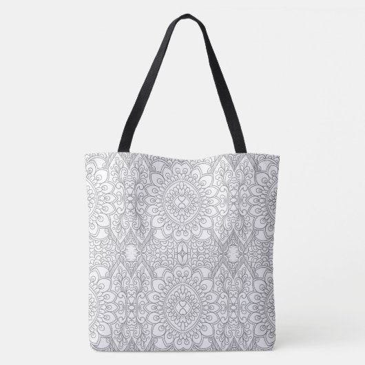 Grote, Mandala Patroon Schouder Canvas tas (Achterkant)