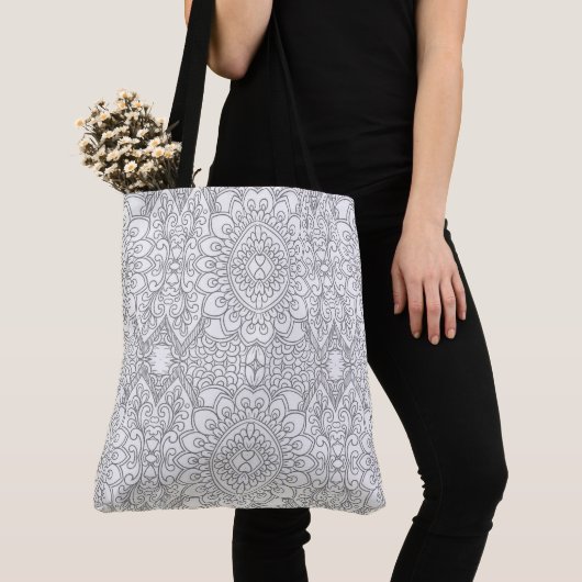 Grote, Mandala Patroon Schouder Canvas tas (Dichtbij)