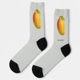 Grote Mango, Zoet Fruit en Naam op Grijs Sokken