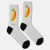 Grote Mango, Zoet Fruit en Naam op Grijs Sokken (Rechts)