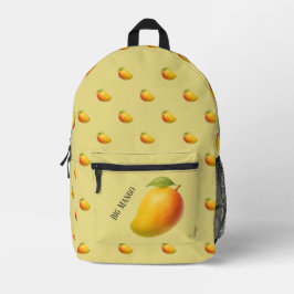 Grote Mango, Zoete Vrucht en Naam op Geel Bedrukte Rugzak