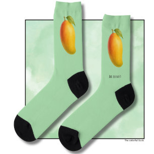 Grote Mango, Zoete Vrucht en Naam op Groen Sokken