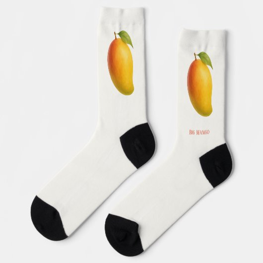 Grote Mango, Zoete Vrucht en Naam op Wit Sokken (Links)