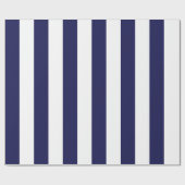 Grote marine en witte verticale strepen cadeaupapier (Vlak)