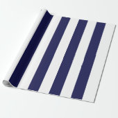 Grote marine en witte verticale strepen cadeaupapier (Uitgerold)