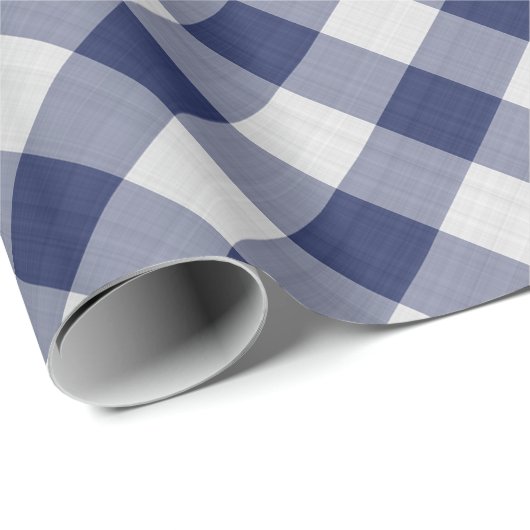 Grote marineblauw Gingham controleert patroon Geom Cadeaupapier (Rol Hoek)