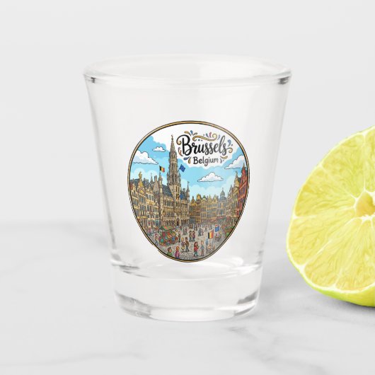 Grote Markt België Shot Glas (Voorkant)