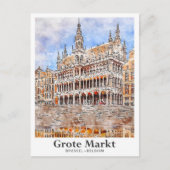 Grote Markt Brussel België Travel Waterverf Briefkaart (Voorkant)