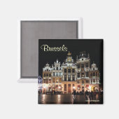 Grote Markt in Brussel, België 's nachts Magneet (Voorkant / Achterkant)