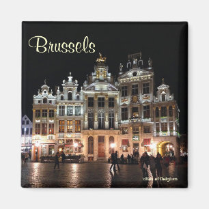 Grote Markt in Brussel, België 's nachts Magneet