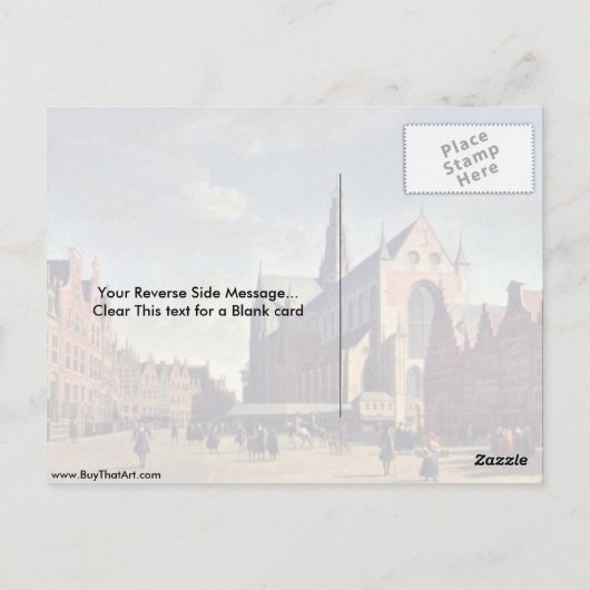 Grote markt in haarlem door Gerrit Berckheyde Briefkaart (Achterkant)