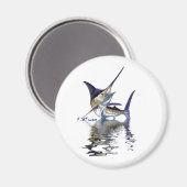 Grote marlijn met reflectie in water magneet (Voorkant / Achterkant)