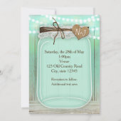 Grote Mason Jar en Lichten Mint Green Rustic Weddi Kaart (Achterkant)