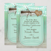 Grote Mason Jar en Lichten Mint Green Rustic Weddi Kaart (Voorkant / Achterkant)