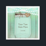 Grote Mason Jar en Lichten Mint Rustic Wedding Servetten<br><div class="desc">Grote Mason Jar & Lights Mint Rustieke bruiloft servetten. Aanpassen met elke tekst. Overeenkomende objecten beschikbaar in dit collectie.</div>