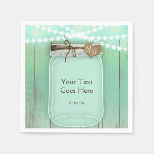Grote Mason Jar en Lichten Mint Rustic Wedding Servetten