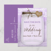 Grote Mason Jar Lavendel Paars Save the Date Aankondigingskaart (Voorkant / Achterkant)