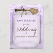 Grote Mason Jar Lavendel Paars Save the Date Aankondigingskaart (Voorkant)