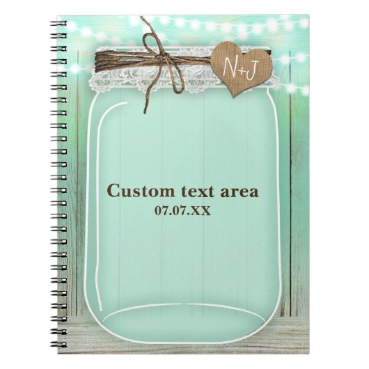 Grote Mason Jar & Lichten Mint Rustic Journaal Notitieboek (Voorkant)