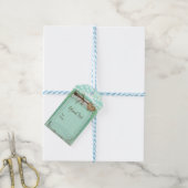 Grote Mason Jar & Lichtjes Mint Rustieke Trouw Cadeaulabel (Met Touw)