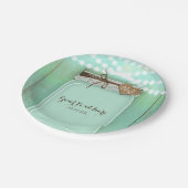 Grote Mason Jar & Lichtjes Mint Rustieke Trouwdag Papieren Bordje (Gekanteld)