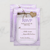 Grote Mason Jar & Lights Lavender Paars RSVP (Voorkant / Achterkant)