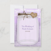 Grote Mason Jar & Lights Lavender Paars RSVP Kaartje (Achterkant)