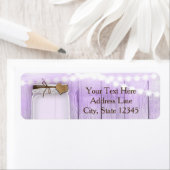 Grote Mason Jar & Lights Lavender Paars Rustic Etiket (Insitu)
