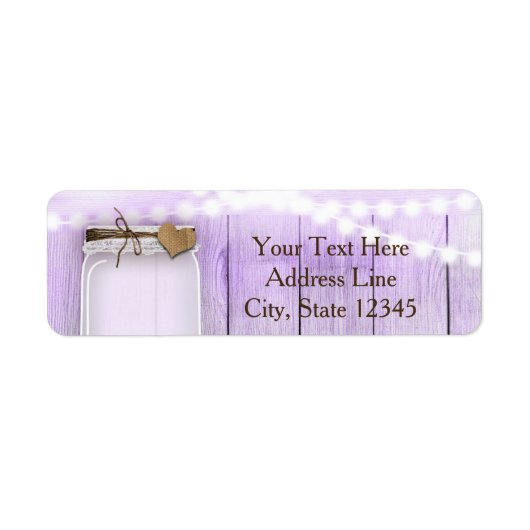 Grote Mason Jar & Lights Lavender Paars Rustic Etiket (Voorkant)