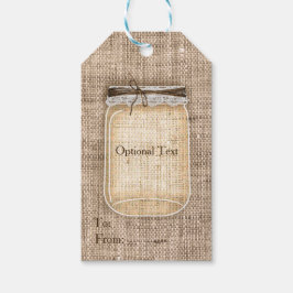 Grote Mason Jar met Burlap en Lace Rustic Wedding Cadeaulabel