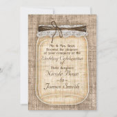 Grote Mason Jar met Burlap en Lace Rustic Wedding Kaart (Voorkant)