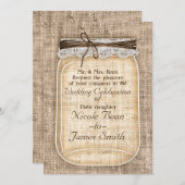 Grote Mason Jar met Burlap en Lace Rustic Wedding Kaart (Voorkant / Achterkant)