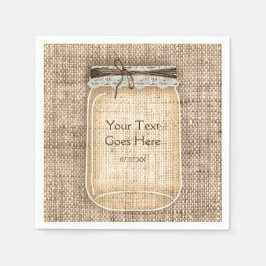 Grote Mason Jar met Burlap en Lace Rustic Wedding Servetten
