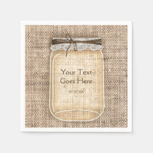 Grote Mason Jar met Burlap en Lace Rustic Wedding Servetten