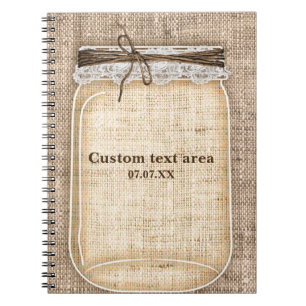 Grote Mason Jar met Burlap & Lace Rustic Notitieboek