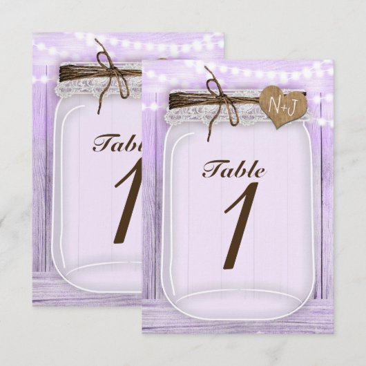 Grote Mason-pot & lichten lavendel tafelnummer (Voorkant / Achterkant)