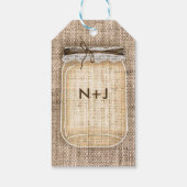 Grote Mason-pot met jute & kant rustieke bruiloft Cadeaulabel (Achterkant)