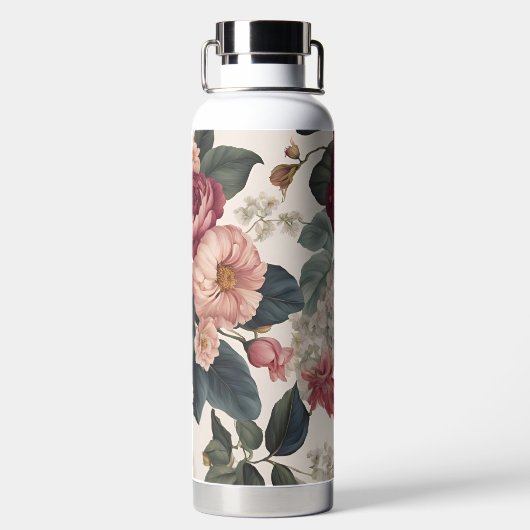 Grote Mauve en roze pioenen Waterfles (Achterkant)