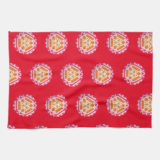 Grote Medaillon Rood Theedoek (Horizontaal)