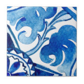 Grote mediterrane blauwe waterverf tegeltje (Voorkant)