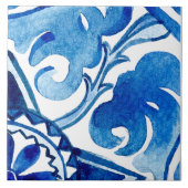 Grote mediterrane blauwe waterverf tegeltje (Voorkant)