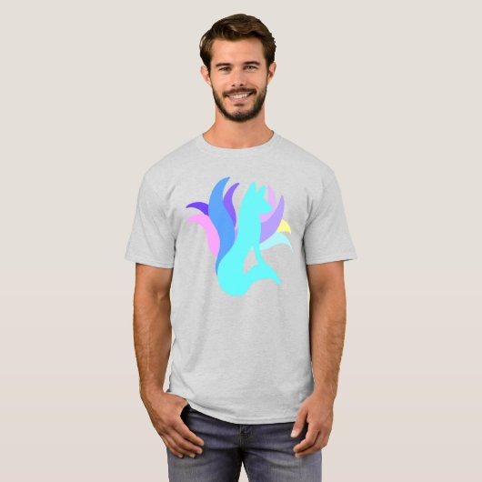 Grote, meerkleurige, Abstracte, nieten vos T-shirt (Voorkant volledig)