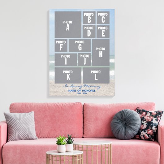 Grote Memorial Photo Collage met Ocean Canvas Afdruk (Insitu (Woonkamer))