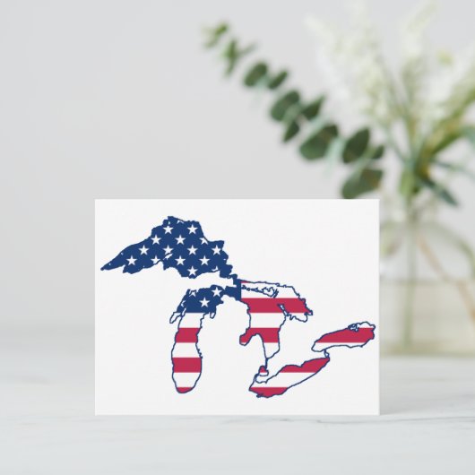 Grote Meren Amerikaanse vlag Briefkaart (Staand voorkant)