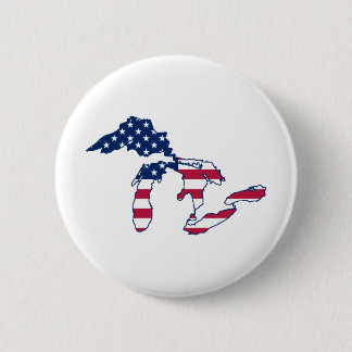 Grote meren Amerikaanse vlag Ronde Button 5,7 Cm