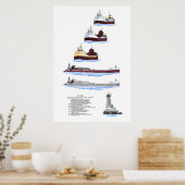 Grote Meren barge Menominee-geschiedenis Poster (Keuken)