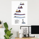 Grote Meren barge Menominee-geschiedenis Poster (Thuiskantoor)