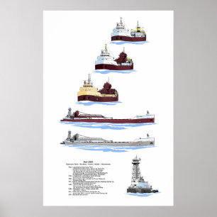 Grote Meren barge Menominee-geschiedenis Poster