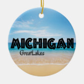 Grote Meren Beach Michigan Kerstmis Keramisch Ornament (Voorkant)