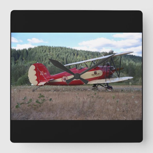 Grote meren, bivliegtuigreplica_Klassieke luchtvaa Vierkante Klok (Voorkant)